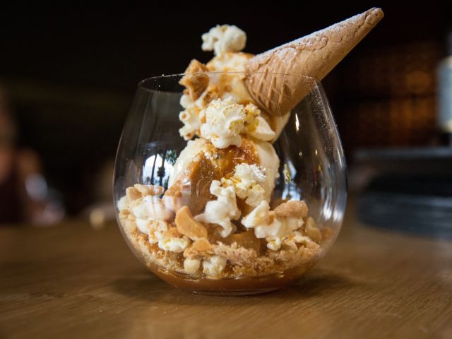caramel popcorn sundae at eightysix, Canberra
