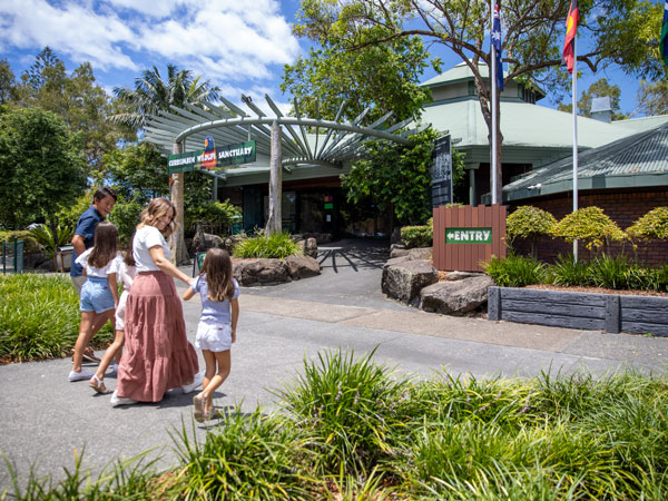 a family entering Currumbin Wildlife Sanctuary