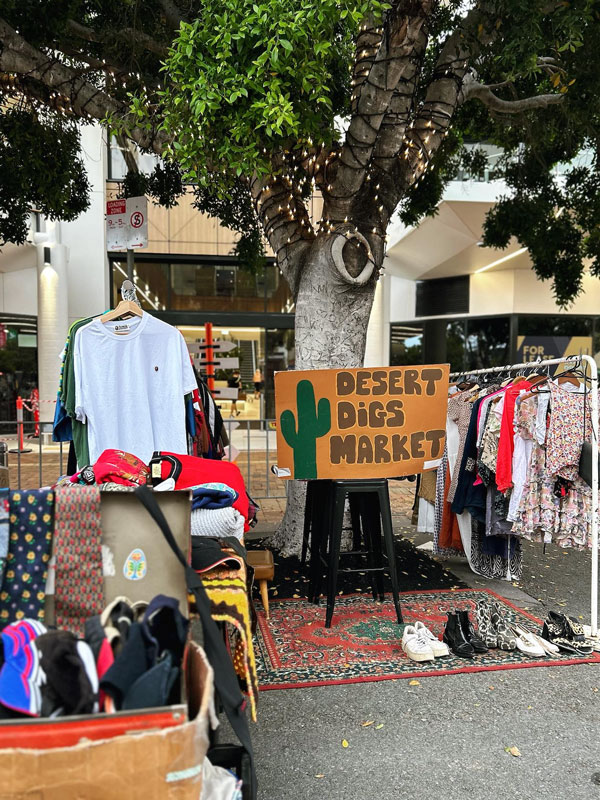 pre-loved fashion items at Desert Digs Vintage Market, Gold Coast