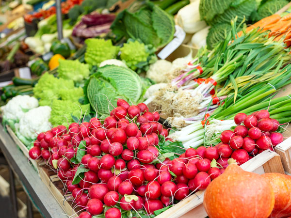 fresh vegetables displayed at Organic Gold Coast Farmers Market