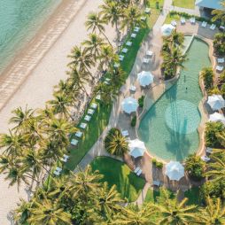 an aerial view of Bougainvillea Pool on Catseye Beach