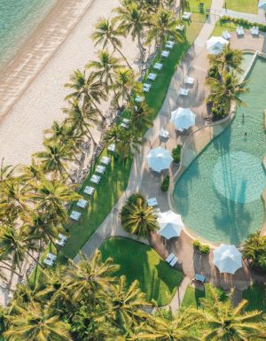 an aerial view of Bougainvillea Pool on Catseye Beach