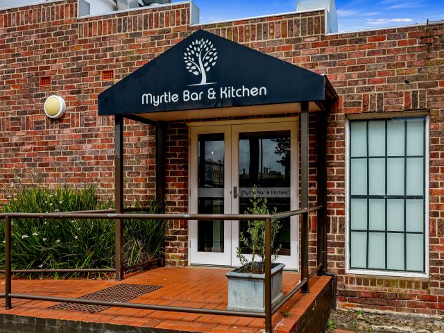 the entrance to Myrtle Bar & Kitchen, Warrnambool