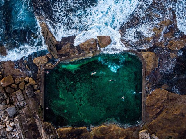 an aerial view of Mahon Pool, Maroubra