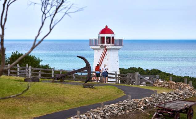 the Flagstaff Hill Maritime Village lighthouse