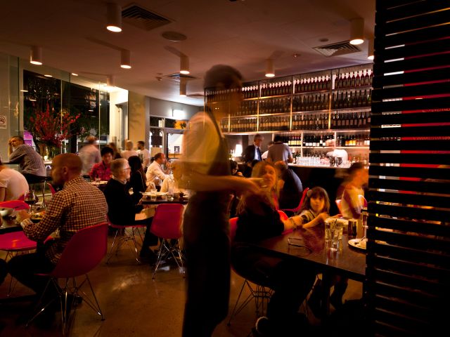 the dimly lit dining room at Beccofino, Teneriffe