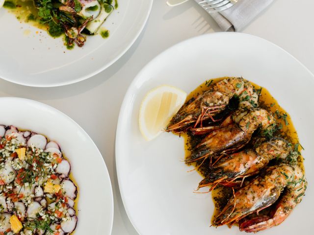 seafood plates on the table at Black Hide Steak & Seafood, Brisbane