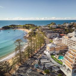 aerial shot of Crowne plaza terrigal beach