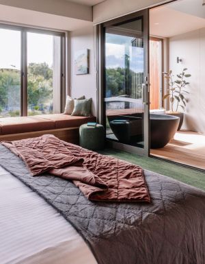Inside the new Peninsula Hot Springs Eco Lodge Spring Room