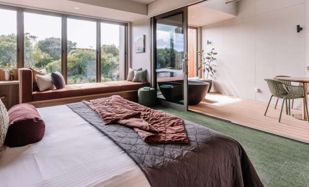 Inside the new Peninsula Hot Springs Eco Lodge Spring Room