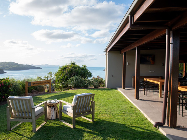 the outdoor seating area at Clubhouse Restaurant, Hamilton Island