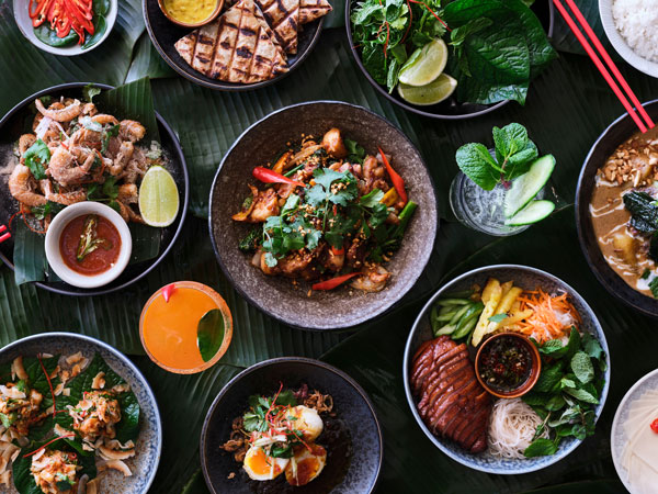 a spread of food at Coca Chu, Hamilton Island