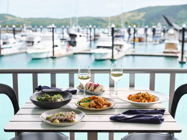 dining at Manta Ray by the marina, Hamilton Island