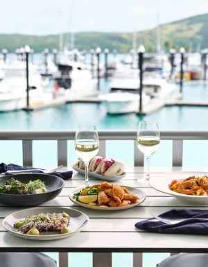 dining at Manta Ray by the marina, Hamilton Island
