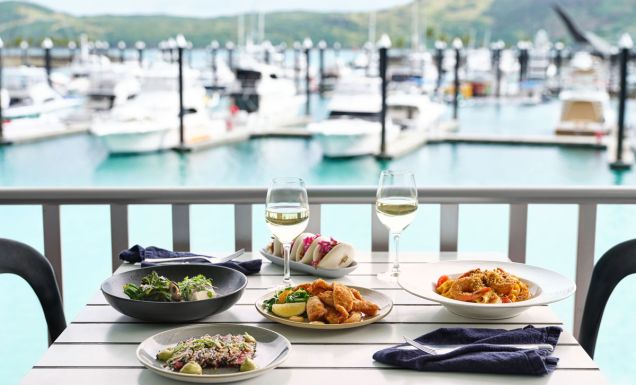 dining at Manta Ray by the marina, Hamilton Island