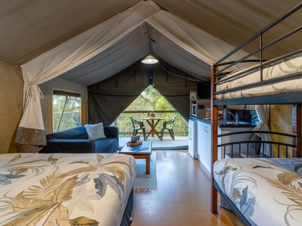 the beds inside Lorne Bush House Cottages & Eco Retreats