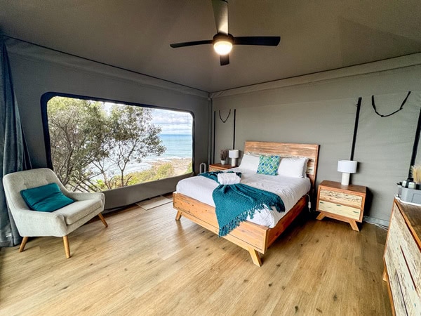 an eco safari tent at Lorne Foreshore Caravan Park