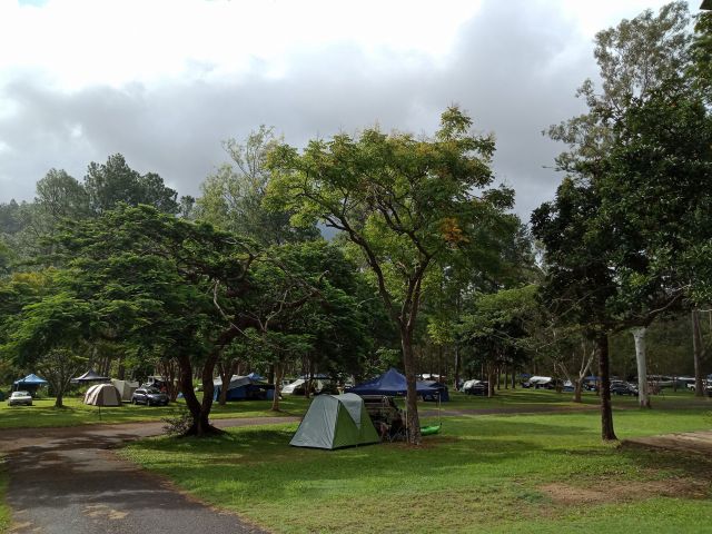a tent setup at Lake Borumba Caravan & Camping Grounds