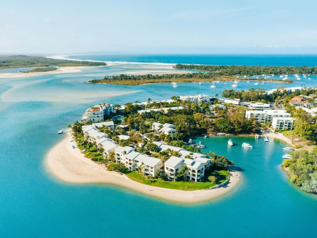 an aerial view of Culgoa Point Beach Resort, Noosa
