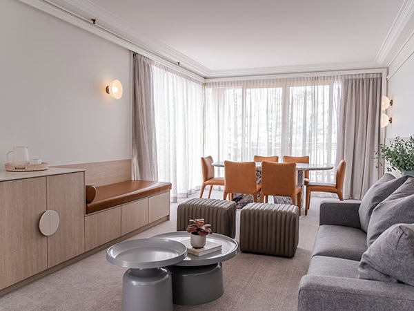 living room in the pacific king suit Crowne Plaza Terrigal