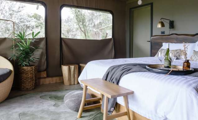 interior of Peninsula Hot Springs Glamping