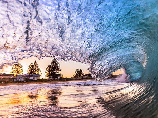 view from inside a wave on terrigal beach