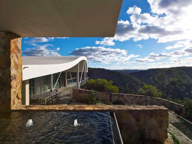 dramatic views of the gorges below as seen from the Seidler House, Bowral