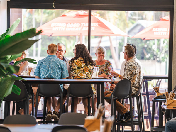 friends dining at Spinifex Brewery, Broome