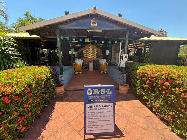 the restaurant exterior of Broome RSL