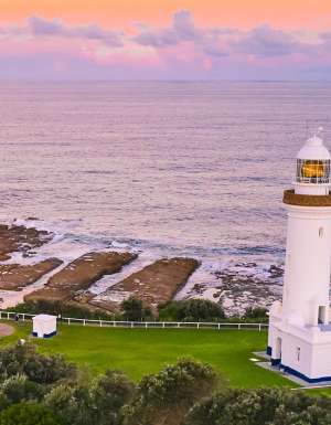 sun setting over Norah Head Lighthouse, Central Coast