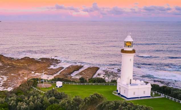 sun setting over Norah Head Lighthouse, Central Coast