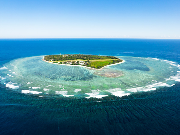 an aerial view of Lady Elliot Island, Great Barrier Reef