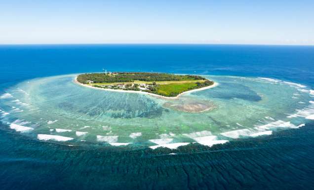 an aerial view of Lady Elliot Island, Great Barrier Reef