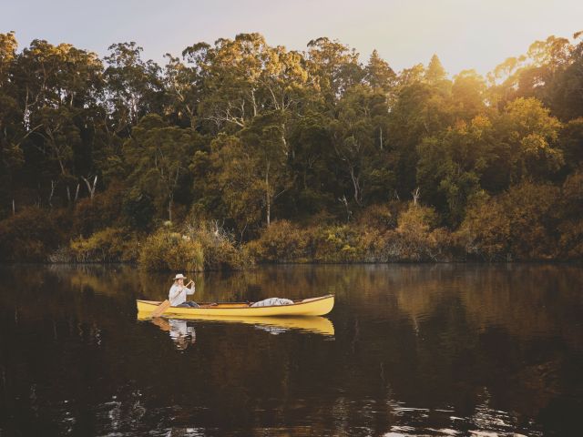 a yellow canoe on Jubilee Lake