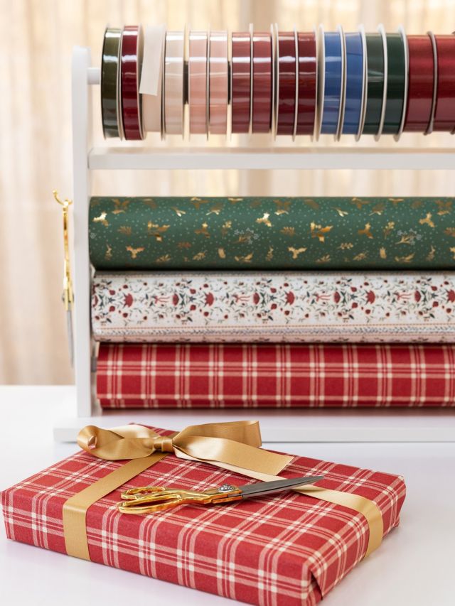 a wrapped gift with ribbon at Bespoke Letterpress, Bowral