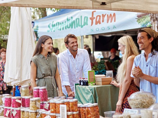 a market stall at the Noosa Farmers Market