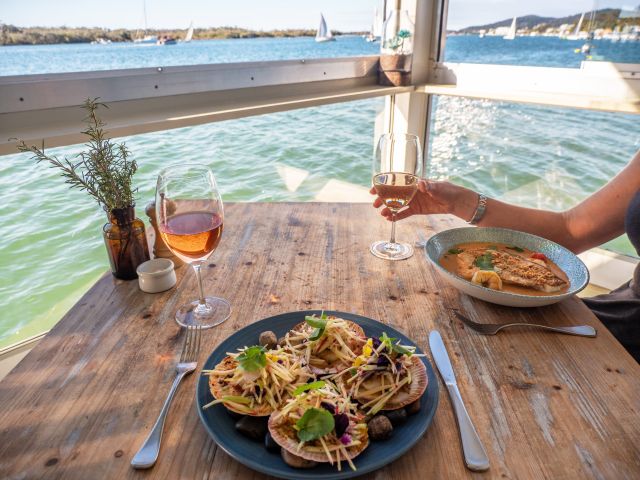 seafood plates on the table at Noosa Boathouse