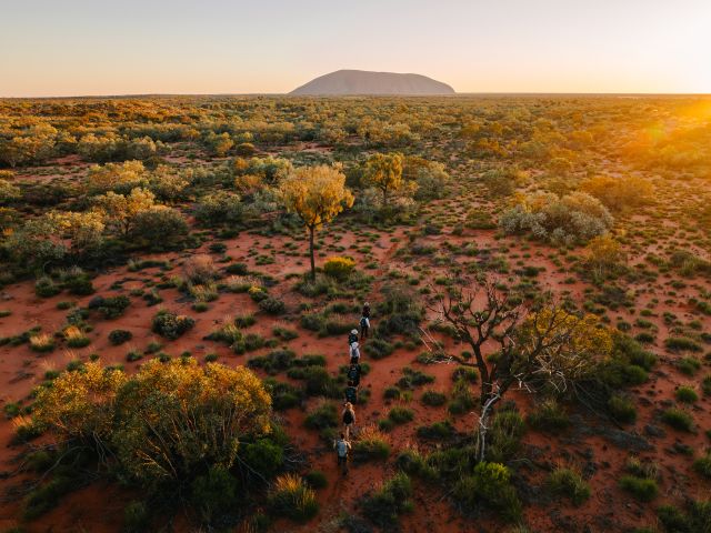 Hikers walking the Uluru Kakararra Trail 