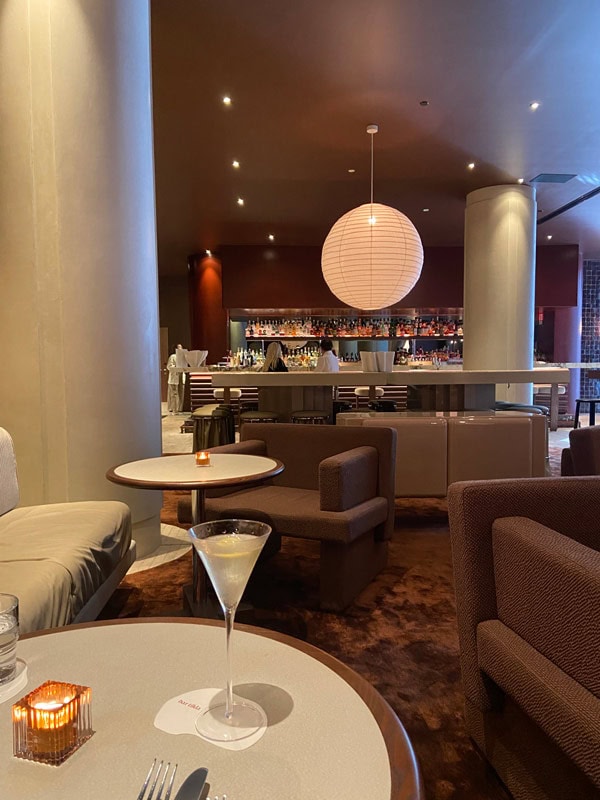 A cocktail glass on the table at Bar Tilda, Sofitel Sydney Wentworth