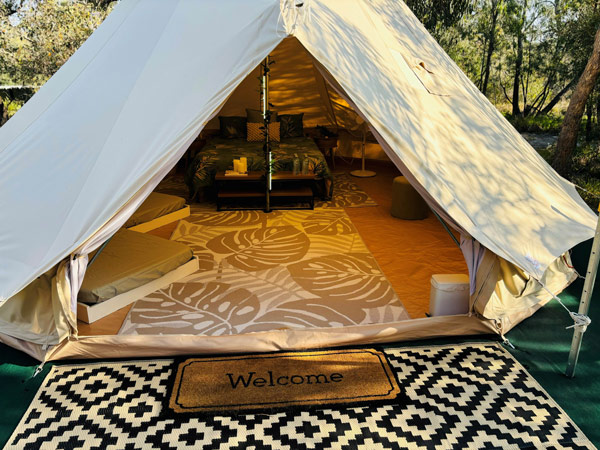 a tent at Gracetown Caravan Park, Margaret River