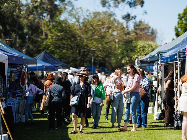 people shopping along the stalls at Perth Makers Market