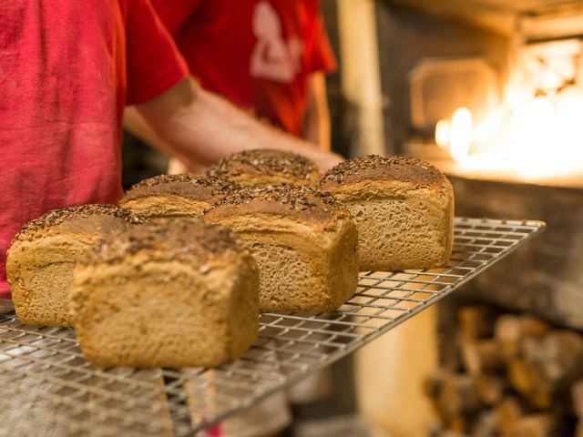 freshly baked rye bread at RedBeard Historic Bakery
