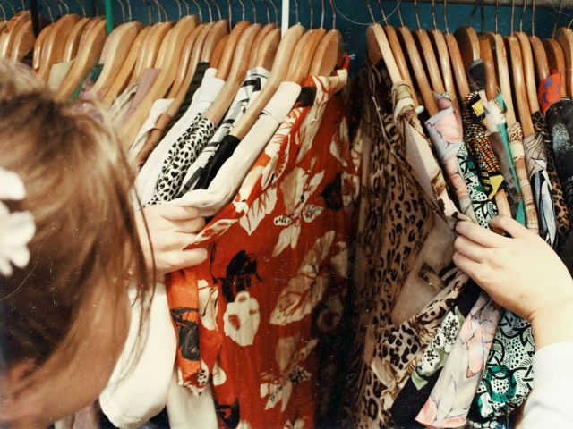 Shopping at a thrift market