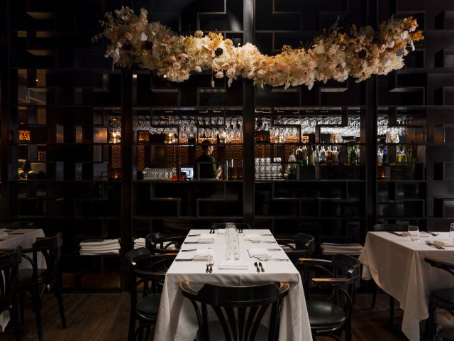 the dimly lit Locale restaurant in Noosa