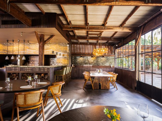 The Woodshed Restaurant dining interior, Noosa