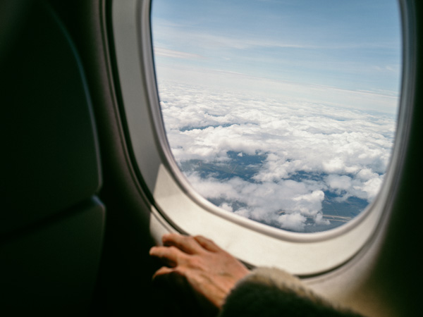 Stock image of a plane window