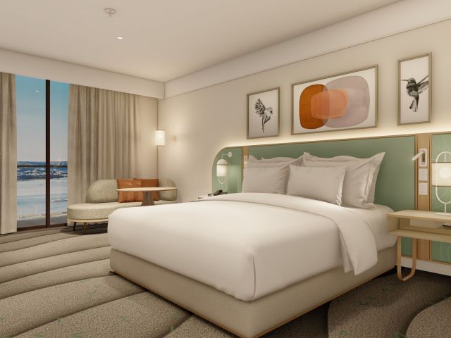 a modern bedroom at voco Gosford, Central Coast NSW