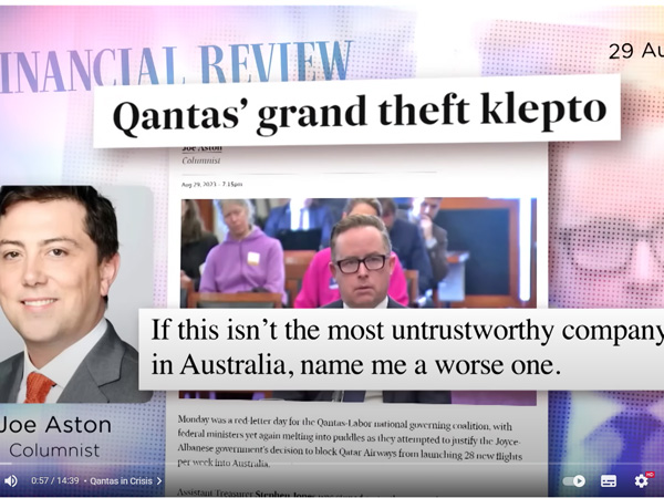 the front page of ABC Media Watch featuring Former Qantas CEO Alan Joyce