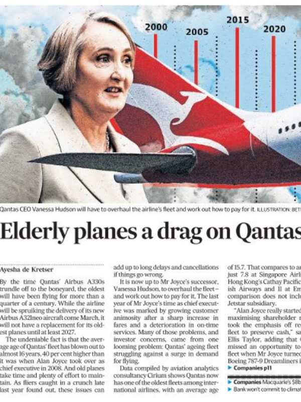 Mr Joyce's successor Vanessa Hudson on Australian Financial Review front page