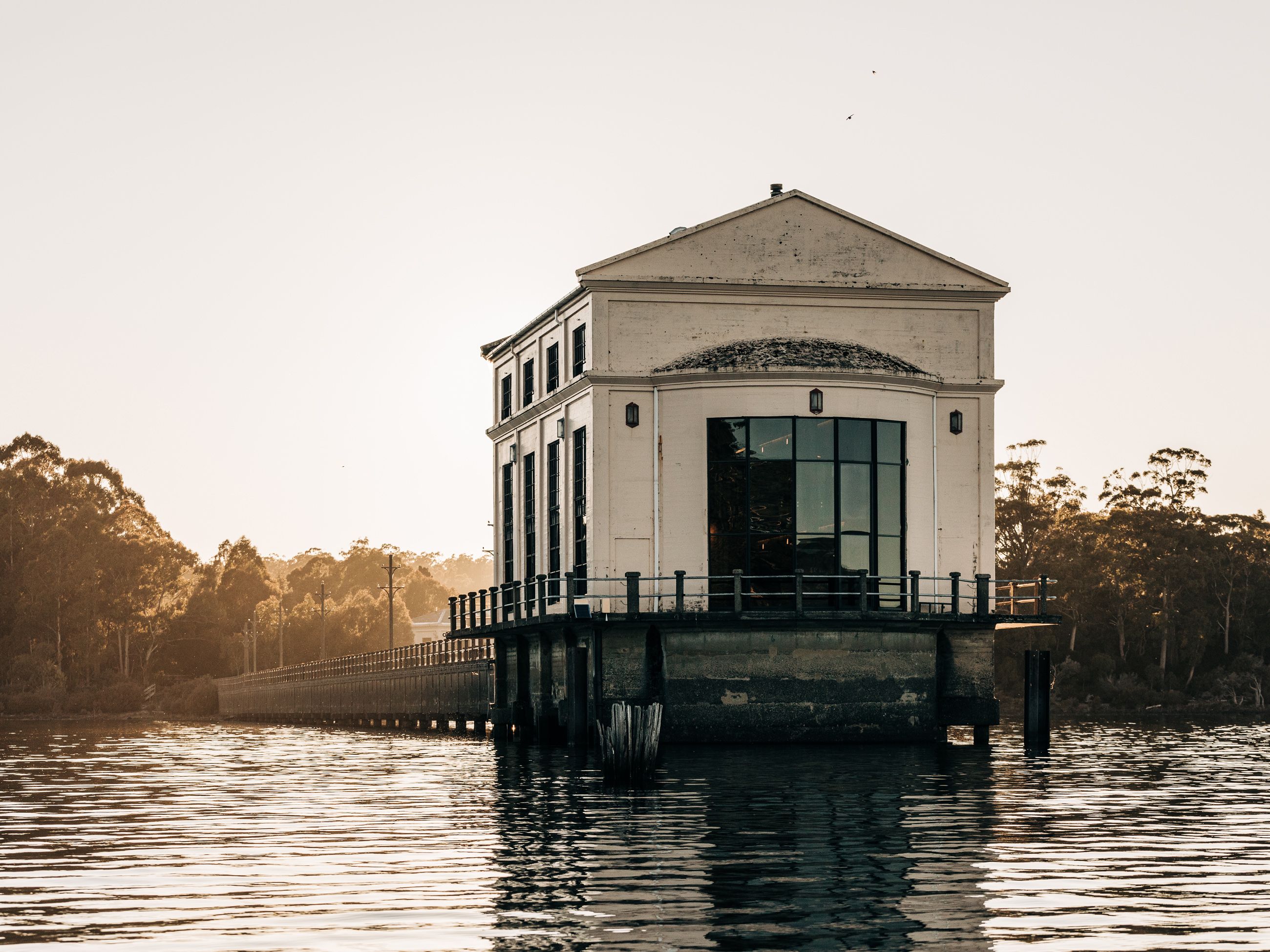 exterior of Pumphouse Point on Lake St Clair in Tasmania's Cradle Mountain-Lake St Clair National Park